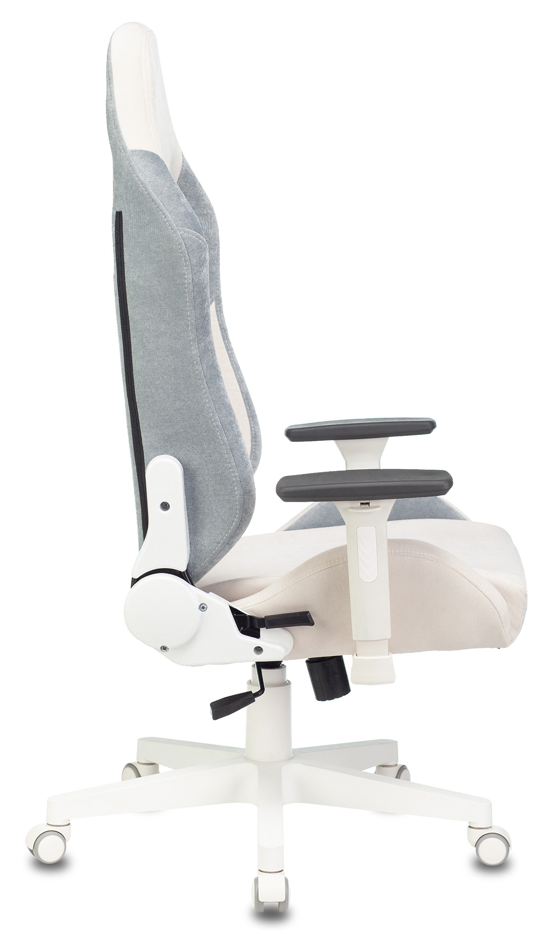 Геймерское кресло Zombie Fabric белый/серо-голубой с подголов., крестовина пластик (белый)