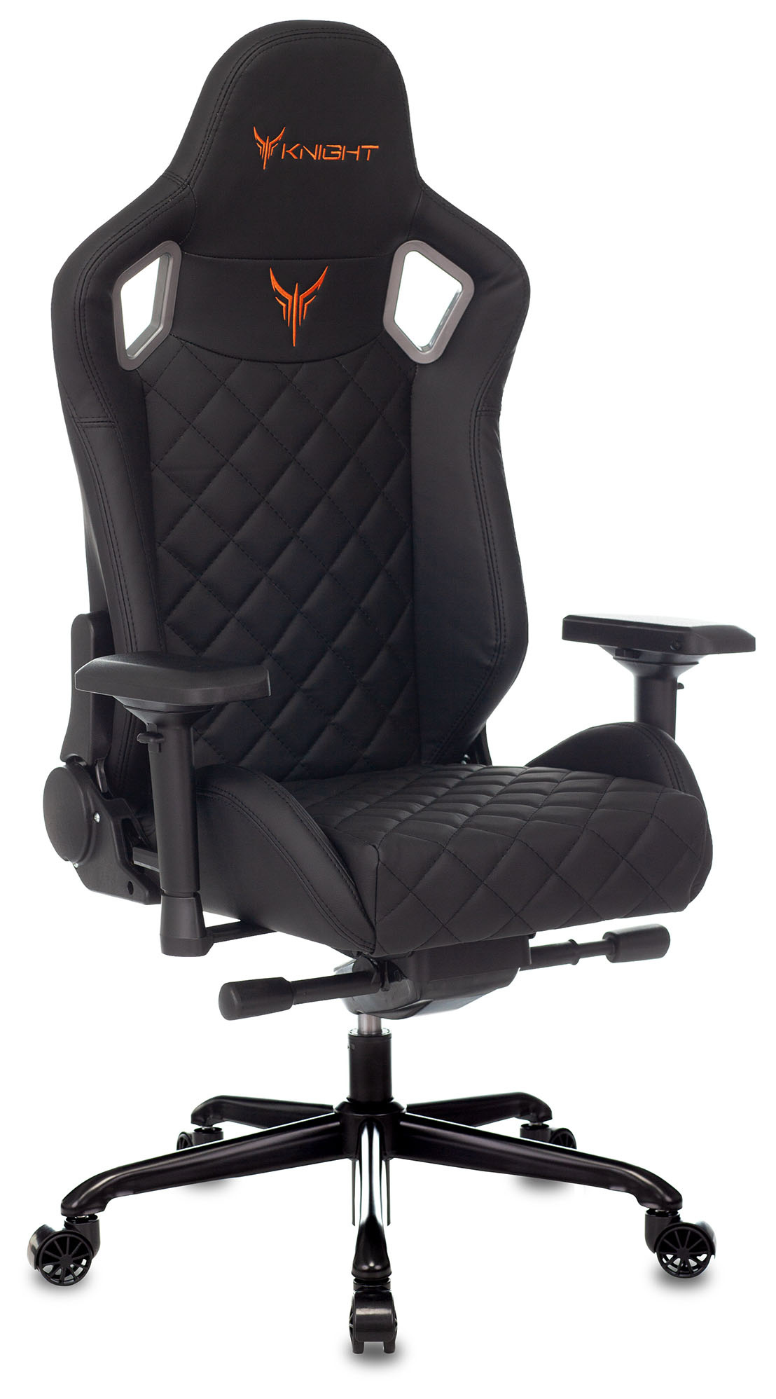 Геймерское кресло Knight черный ромбик экокожа с подголов., крестовина металл