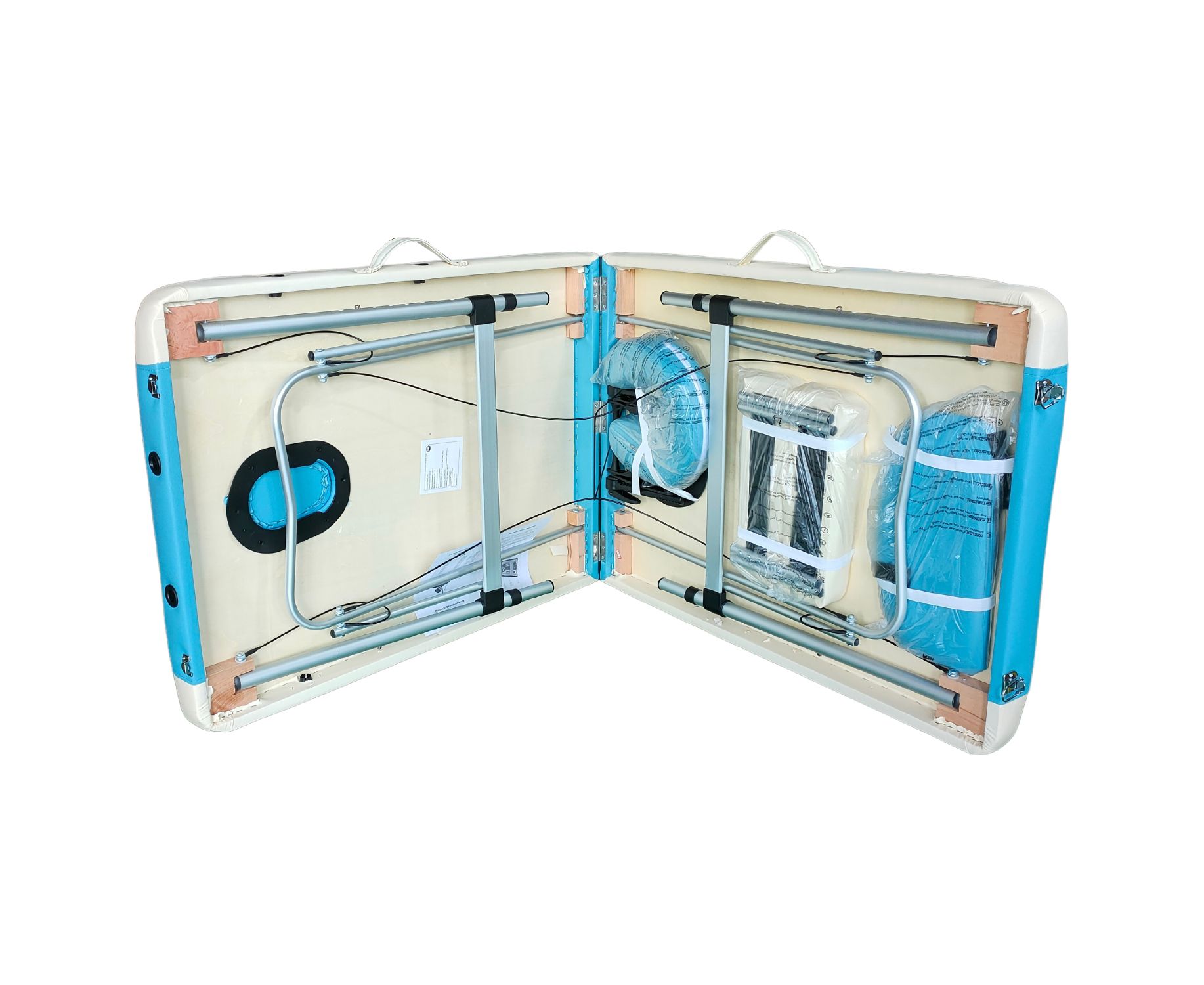 Складной массажный стол DFC NIRVANA, Elegant DELUXE, голубой/бежевый