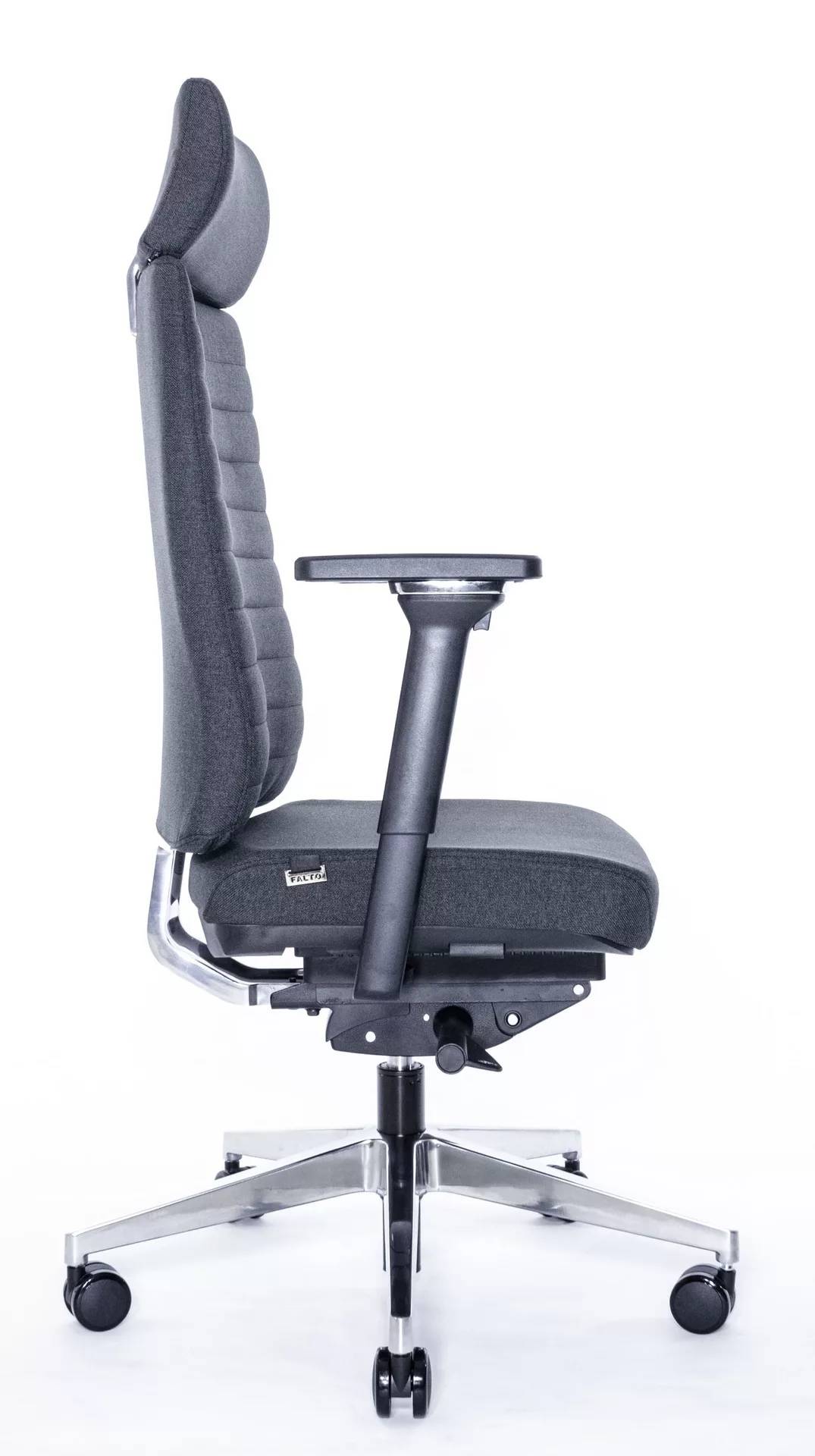 Эргономичное кресло Falto TRONA 1702-18H Medley black 60999 (черный каркас / т. серая ткань / АЛ крестовина)