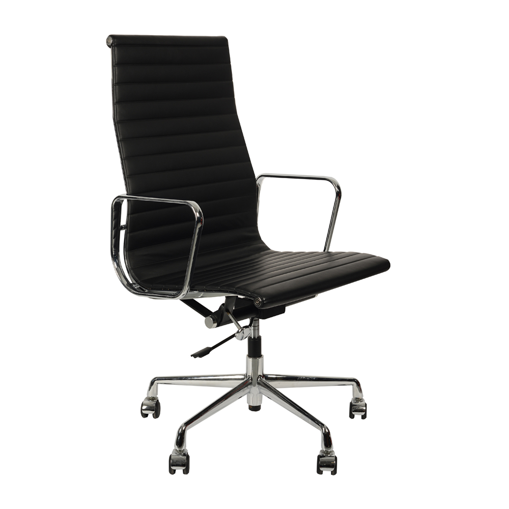 Эргономичное кресло Eames HB Ribbed Office Chair EA 119, черная кожа