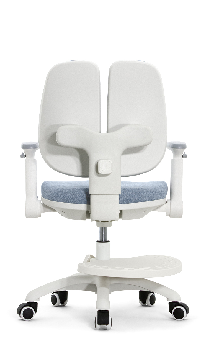 Детское эргономичное кресло Falto KIDS MAX DUO-P, ППУ латекс, спинка корсет, подножка, подлокотник 3D, обивка (голубой)