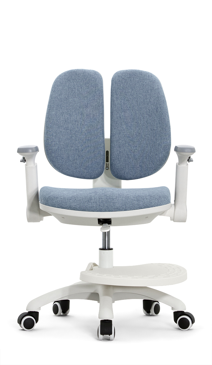 Детское эргономичное кресло Falto KIDS MAX DUO-P, ППУ латекс, спинка корсет, подножка, подлокотник 3D, обивка (голубой)