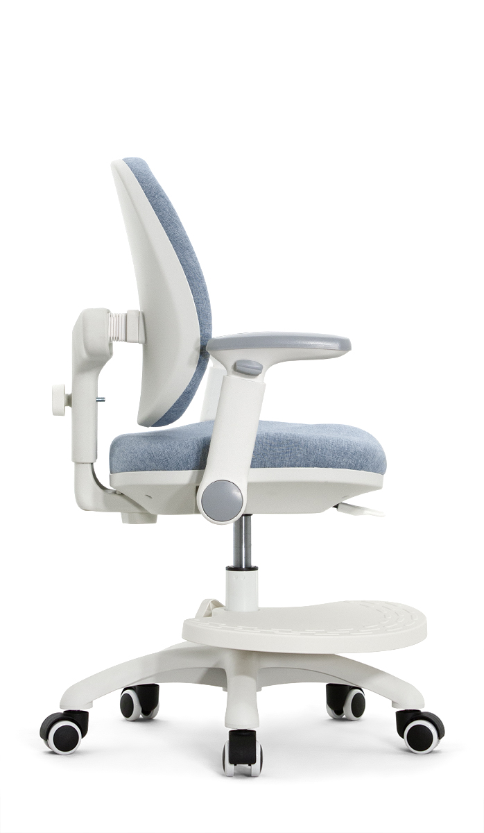 Детское эргономичное кресло Falto KIDS MAX DUO-P, ППУ латекс, спинка корсет, подножка, подлокотник 3D, обивка (голубой)