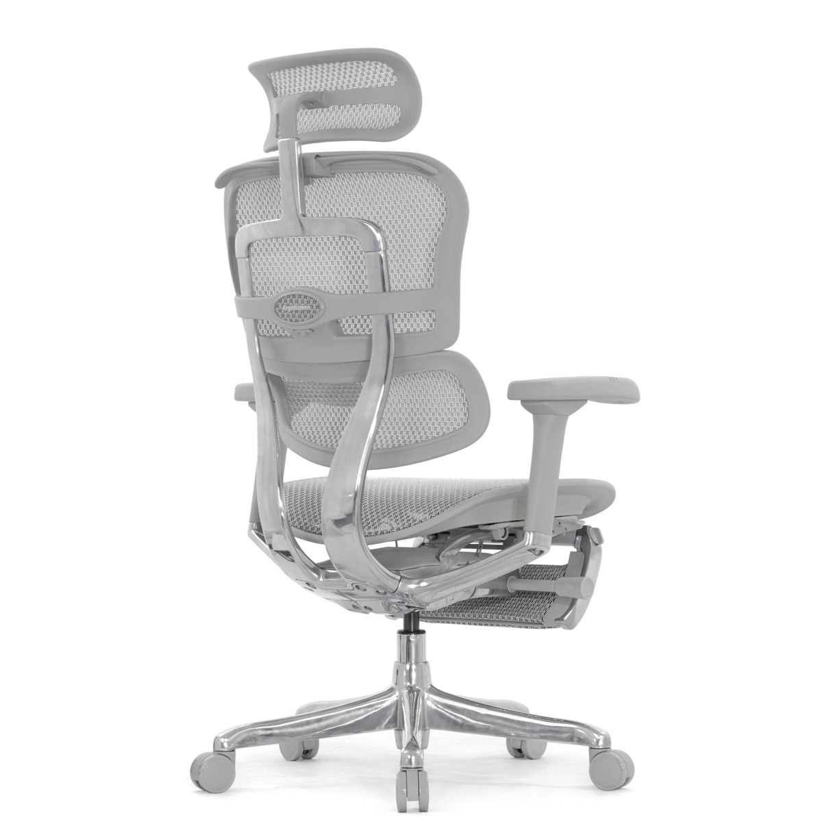 Эргономичное кресло Falto Ergohuman 2 Elite с подножкой (алюминий, наклон вперёд, сетка, серый)