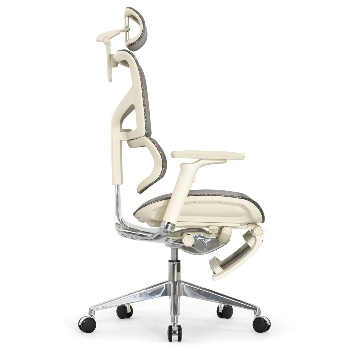 Эргономичное кресло Falto Sail 2 с подножкой (динамичный поясничный упор, подлокотники 6D (360), сетка, светлый)