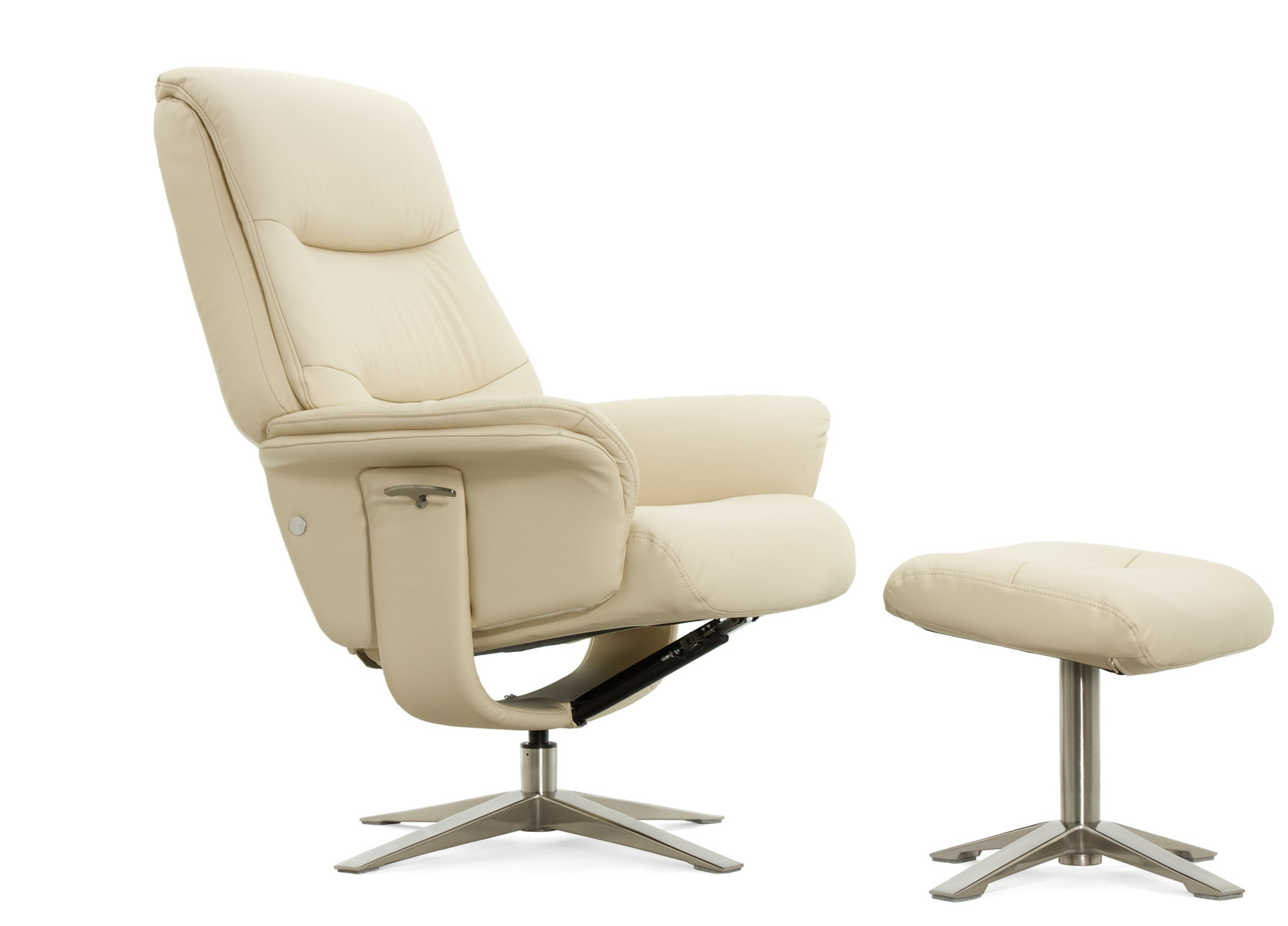 Кресло-реклайнер Falto Boss (оттоманка, натуральная кожа, бежевый)