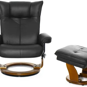 Кресло-реклайнер Relax Mauris 7604W (кожа - черн / дер - св. кор 001 Black / 026 Honey)