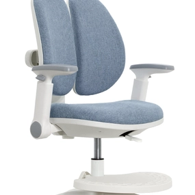 Детское эргономичное кресло Falto KIDS MAX DUO-P, ППУ латекс, спинка корсет, подножка, подлокотник 3D, обивка (голубой)