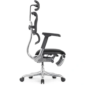 Эргономичное кресло Falto Ergohuman 2 Elite с подножкой (алюминий, наклон вперёд, сетка, чёрный)
