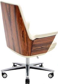 Эргономичное кресло LB бежевая кожа / палисандр