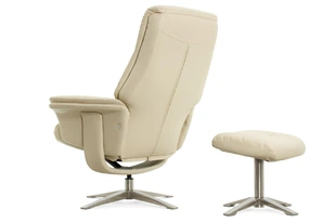 Кресло-реклайнер Falto Boss (оттоманка, натуральная кожа, бежевый)